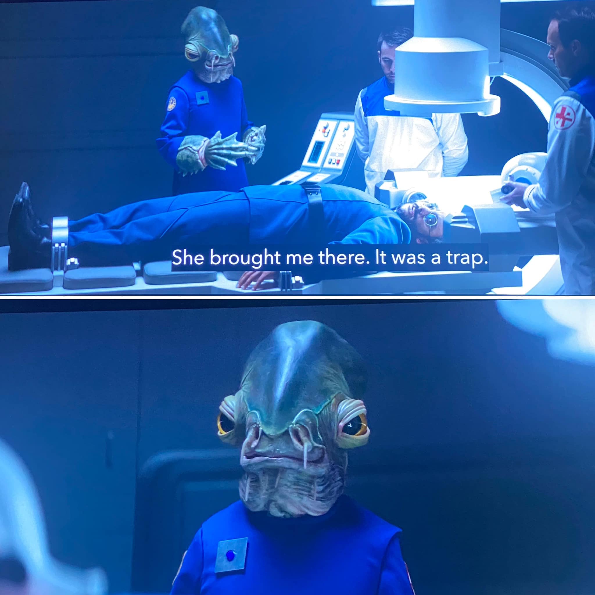 This meme is an image of a scene from the movie "Star Wars: The Force Awakens" where a character is being treated for injuries. The character says "I find your lack of faith... disturbing" (a quote from the movie "Star Wars: A New Hope") but is interrupted by a nurse who says "I'm sorry, I think you mean 'I find your lack of faith... disturbing'... it's a trap." The image is a humorous take on a classic movie quote, with a nurse adding a humorous twist to the original line.